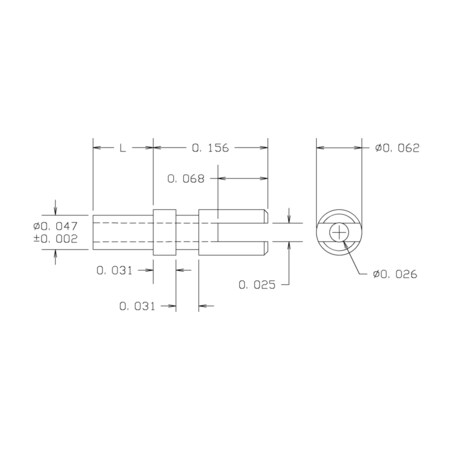 Concord Electronics COMM NON-INS THRU- SLOTTED TERM, 0.238" L, 0., 10-413-2-05-1000 10-413-2-05